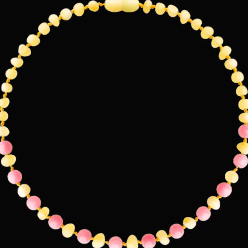 Amberos Barnsteen ketting kind milk – Pink Jade