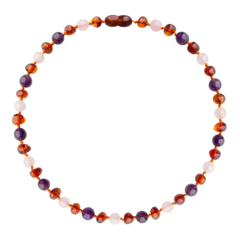 Amberos Barnsteen ketting baby/peuter amethist – rozenkwarts