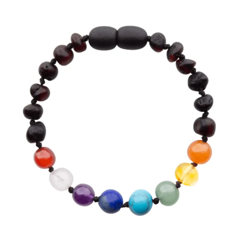 Amberos Barnsteen armband baby/peuter cherry – multicolor