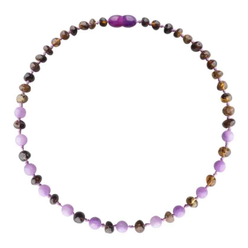 Amberos Barnsteen ketting kind green – paarse jade