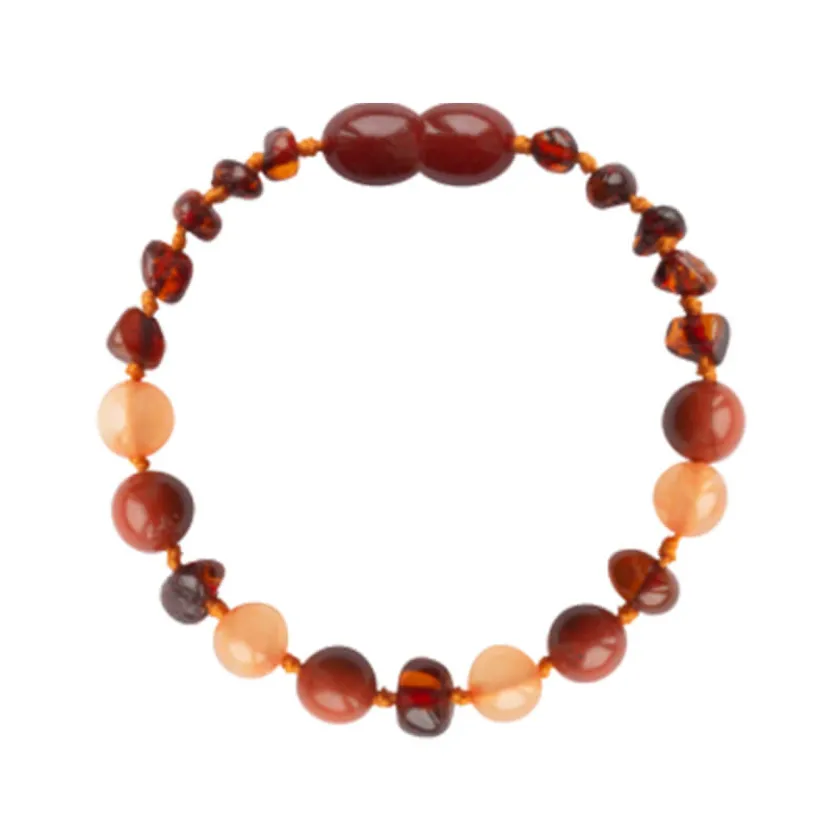 Amberos Barnsteen armband baby/peuter cognac – aventurijn – jaspis