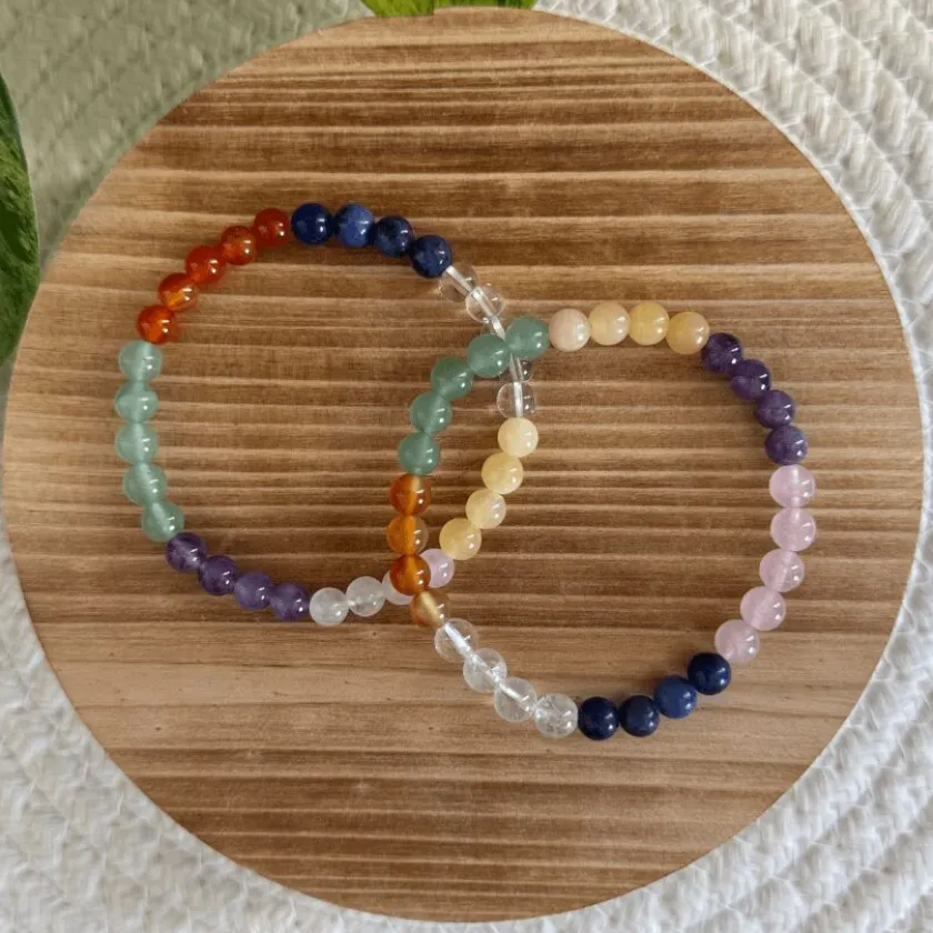 Baby Natura Chakra (7-kleuren) kogelarmband 6mm dames