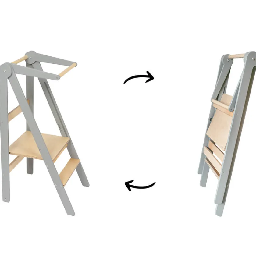 Baby Natura Houten opvouwbare leertoren – grijs