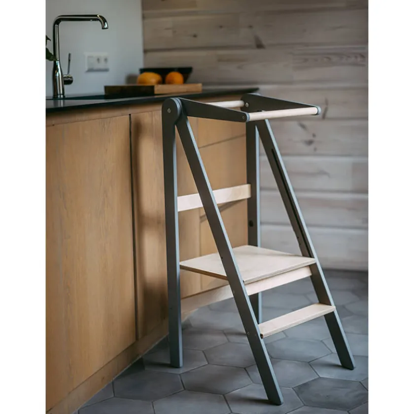 Baby Natura Houten opvouwbare leertoren – grijs