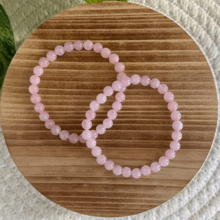 Baby Natura Rozekwarts kogelarmband 6mm dames