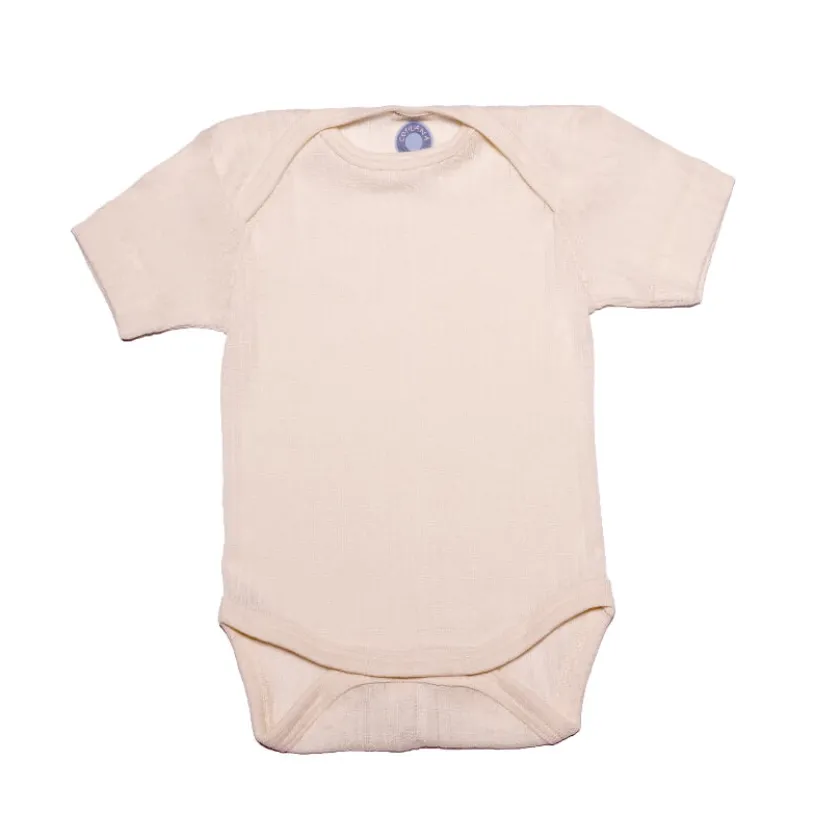 Cosilana Romper wol zijde katoen natuur korte mouw