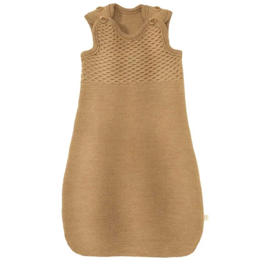 Disana Gebreide wollen slaapzak mouwloos Karamel