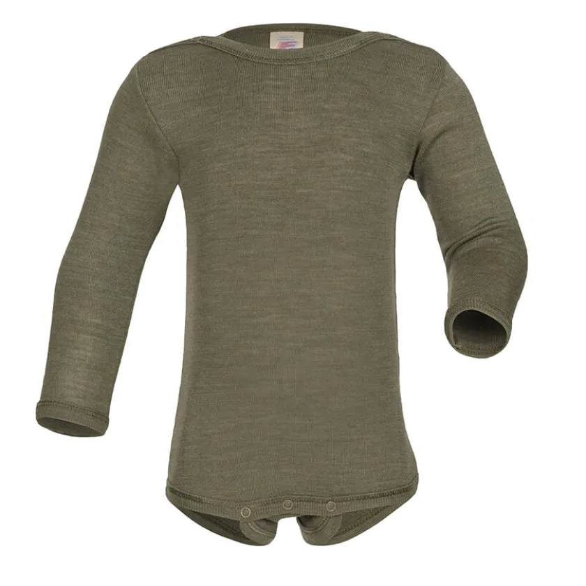Engel Natur Romper wol zijde olijf lange mouw