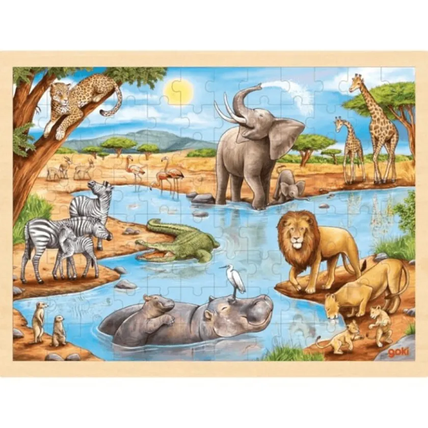 Goki Houten Puzzel Afrikaanse Savanne