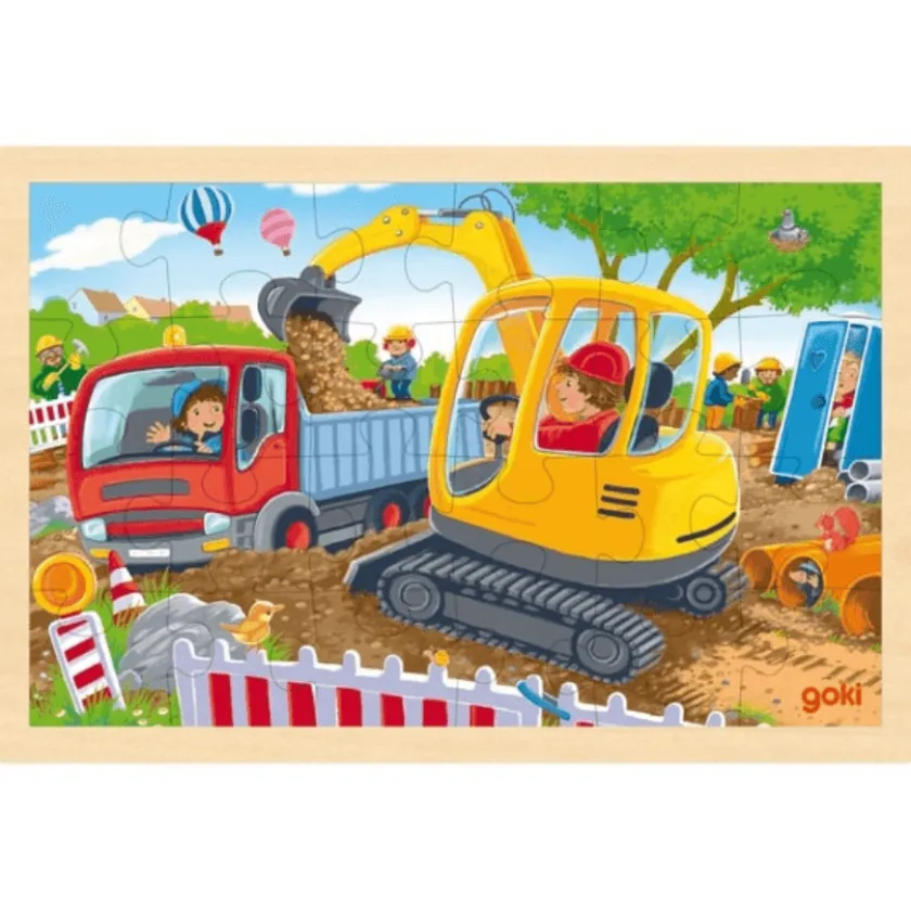 Goki Houten Puzzel Graafmachine