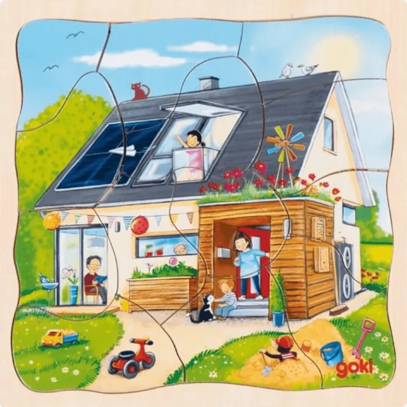 Goki Houten Puzzel Wij bouwen een huis 3-in-1