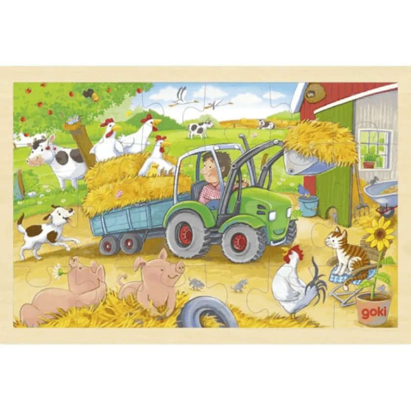 Goki Houten Puzzel Tractor