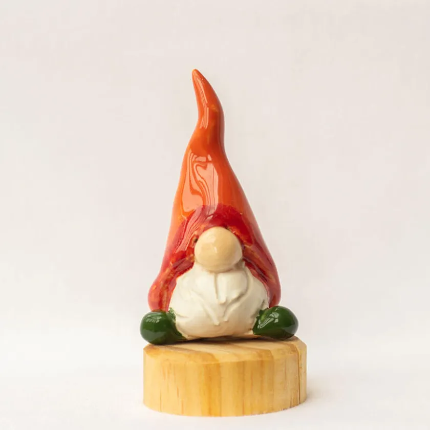 Klein dappertje Kabouter Tomte oranje steker