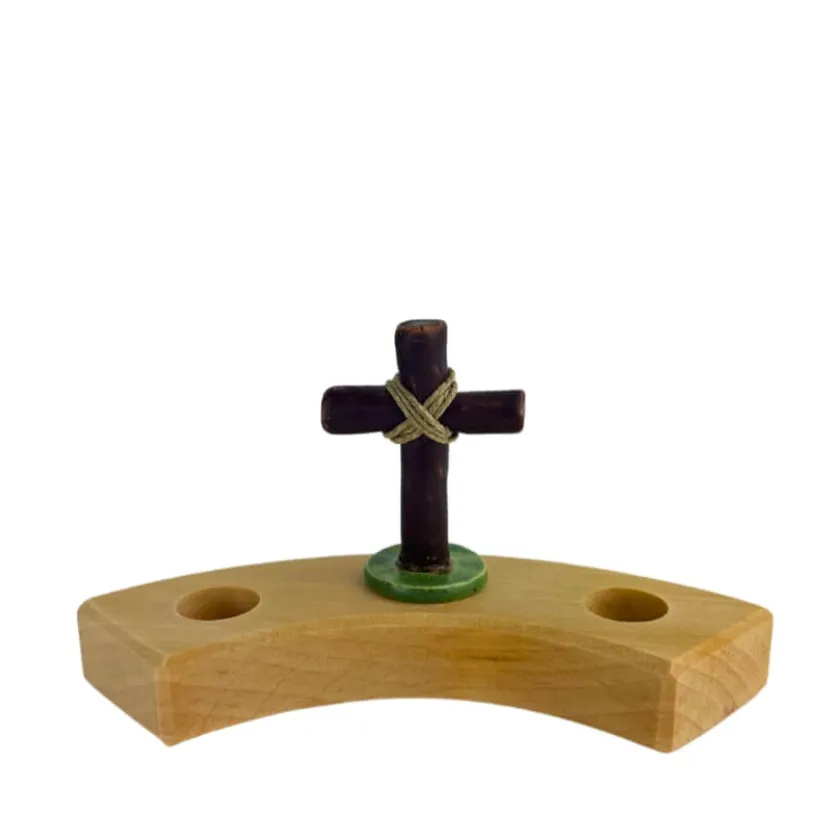 Klein dappertje Kruis met touw steker