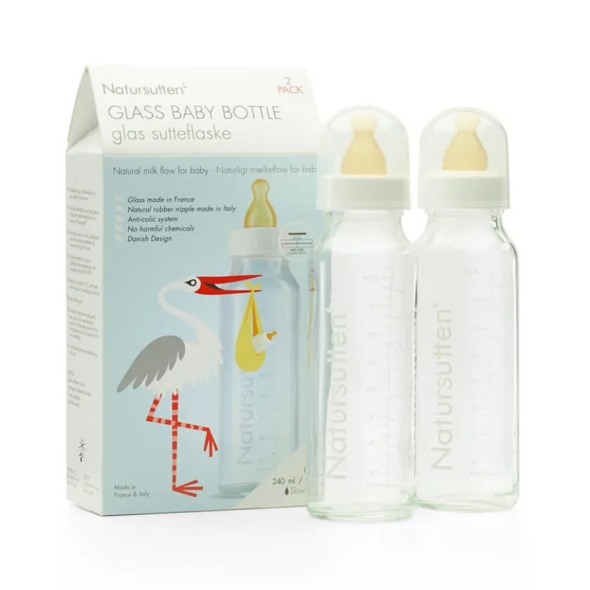 Natursutten Glazen drinkflessen, 2 stuks