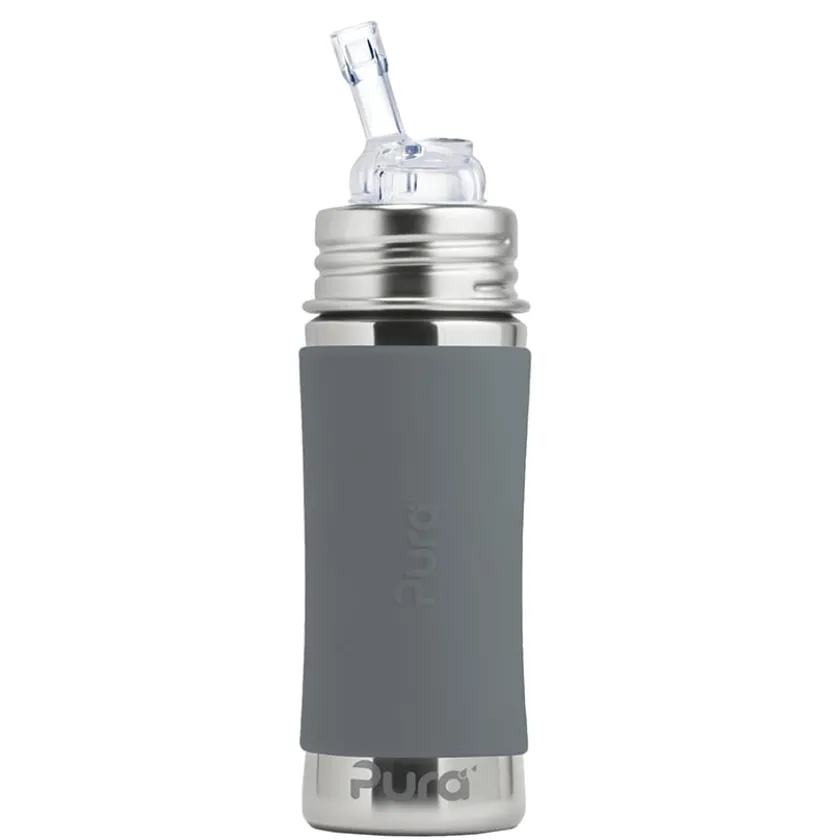 Pura RVS rietjesfles 325ml grijs